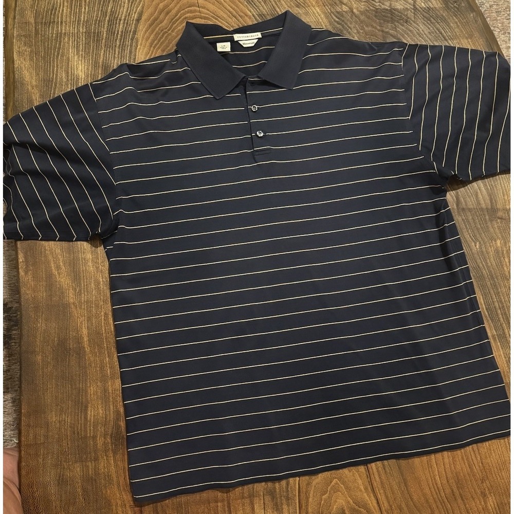 Cutter & Buck Men's Navy Yellow Mercerized Polo Large